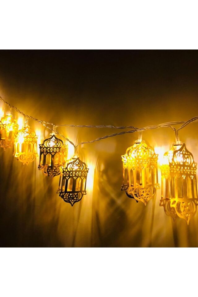 2 metre Led Işıklı 10'lu Ramazan Işık Zinciri Dekoratif Pilli Aydınlatma Ev Dekorasyonu Süsleme