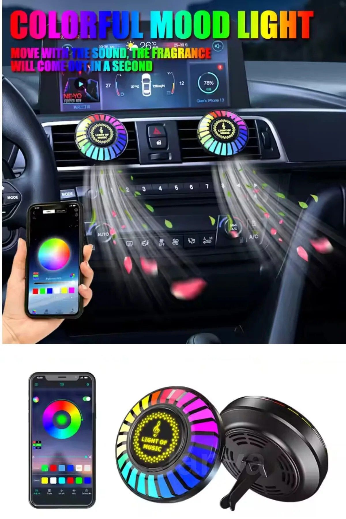 Rgb Müzik Ekolayzer Led Çubuk Sese Duyarlı Ritim Animasyonlu 32 Led Şarjlı Android-ıos -