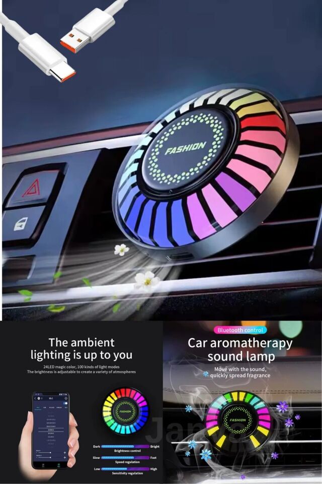 Rgb Müzik Ekolayzer Led Çubuk Sese Duyarlı Ritim Animasyonlu 32 Led Şarjlı Android-ıos -