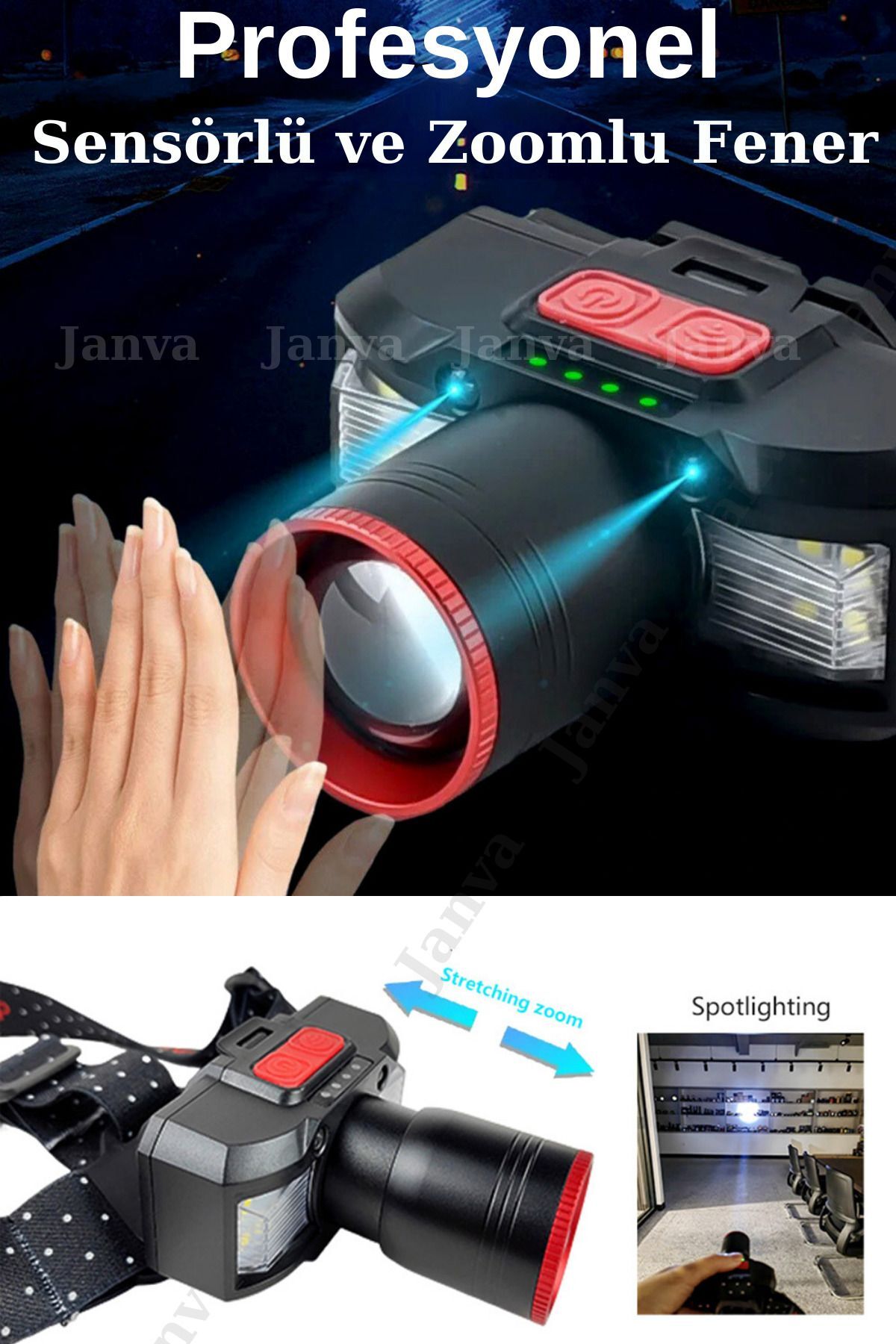 Zoomlu Kafa Feneri Tepe Lambası Usb Balıkçı Dağcılık Arama Kurtarma Avcılık Tamir Usb'li Ultra Güçlü