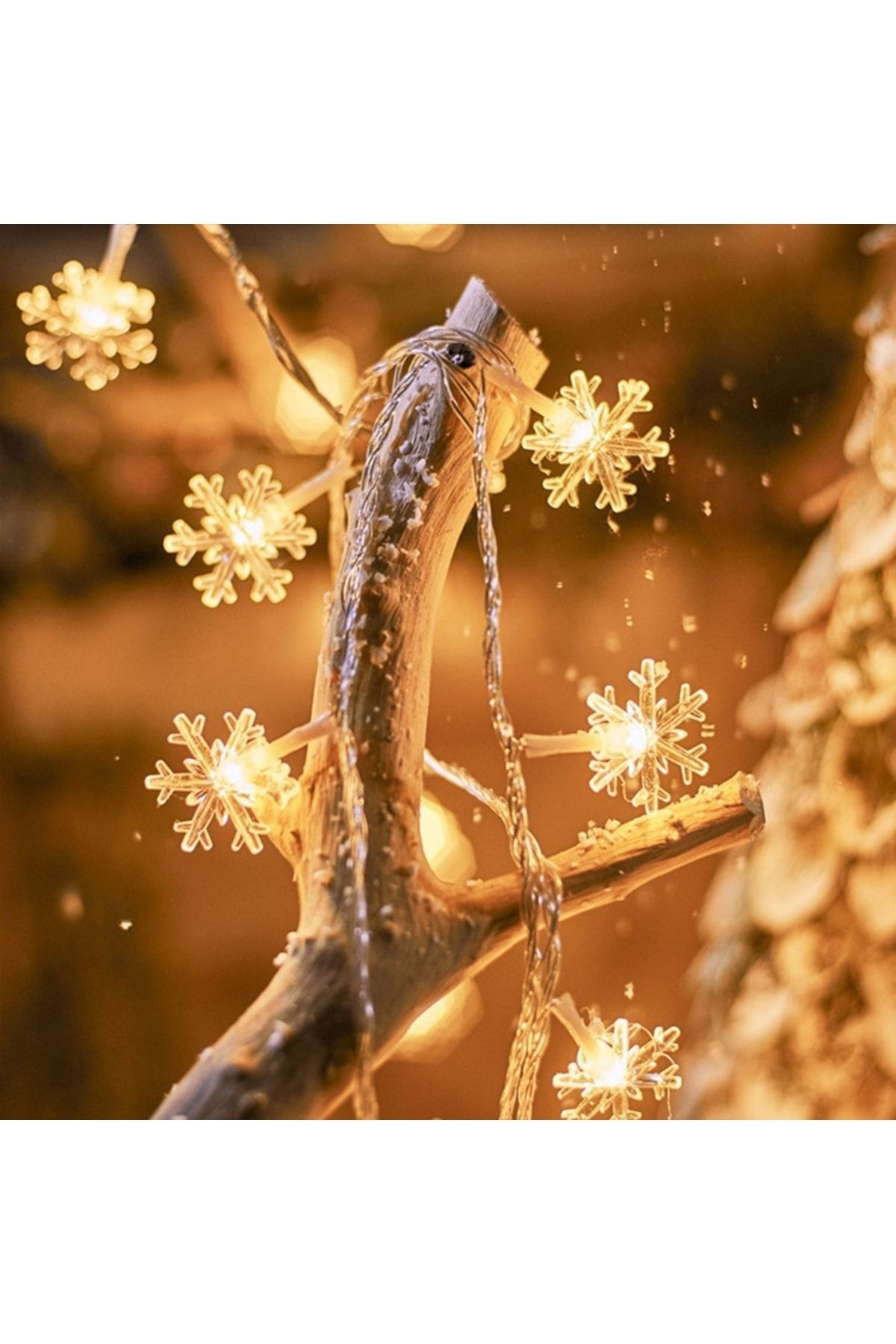 Snow Flake Photo Clip String Led Warm Light Gün Işığı Pilli Kar Tanesi Mandal Led Işık 2 Metre Led