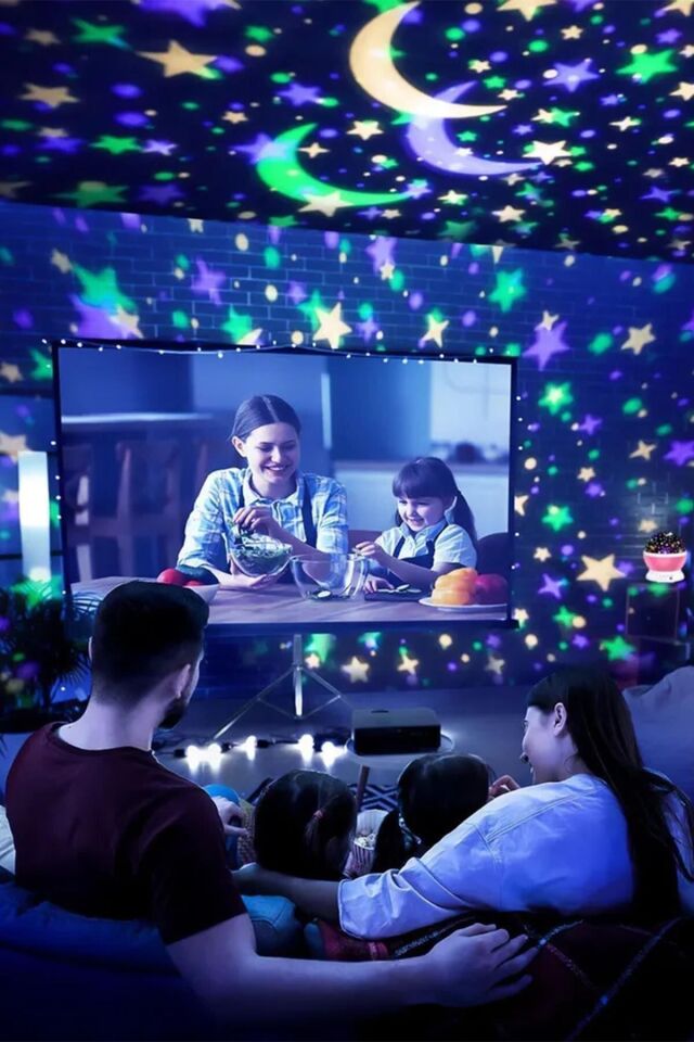 Küre Renkli Yıldızlı Gökyüzü Projeksiyon Gece Lambası Pembe