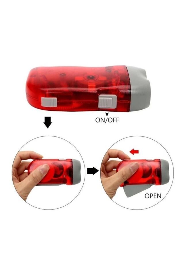 Deprem Çantası Feneri Dinamolu Şarjlı Led El Feneri Pilsiz Çalışan