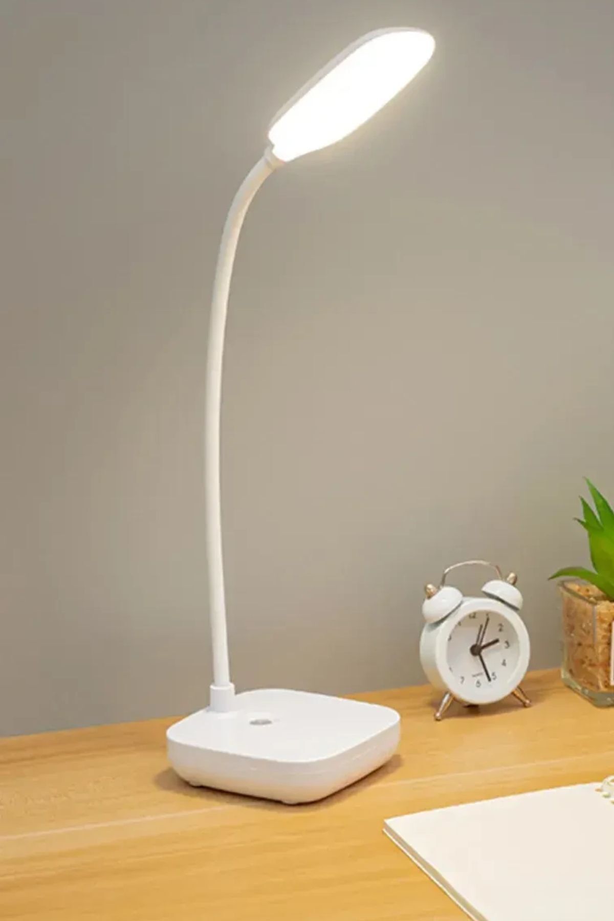 Kablosuz Şarjlı Dokunmatik Üç Renk LED Masa Lambası Ders Çalışma Okuma Işığı Dimmer Ayarlı WB-01
