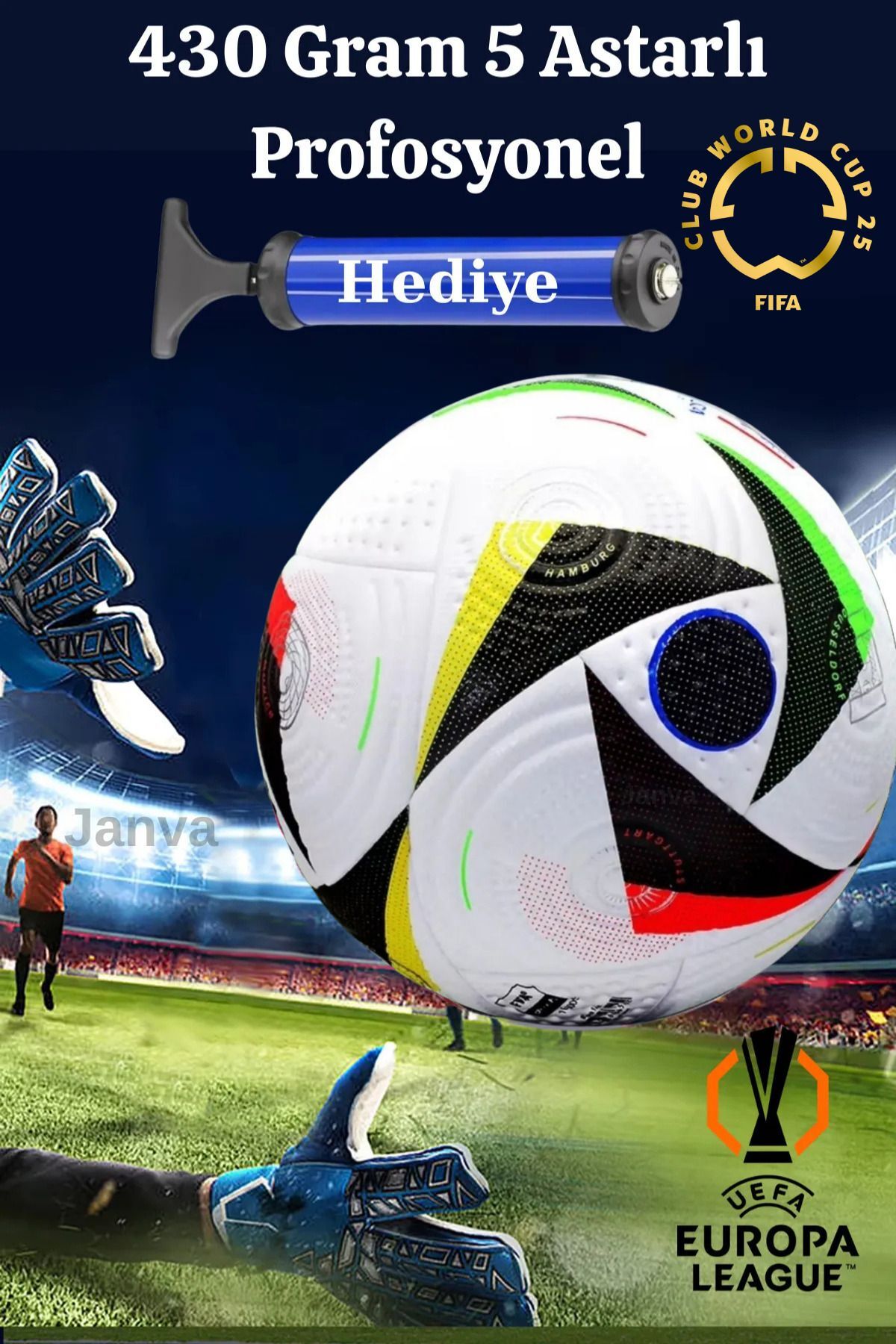 Uefa Şampiyonlar Ligi Özel Tasarım Futbol Topu 425 gram Lazer Kesim Maç Ve Antreman