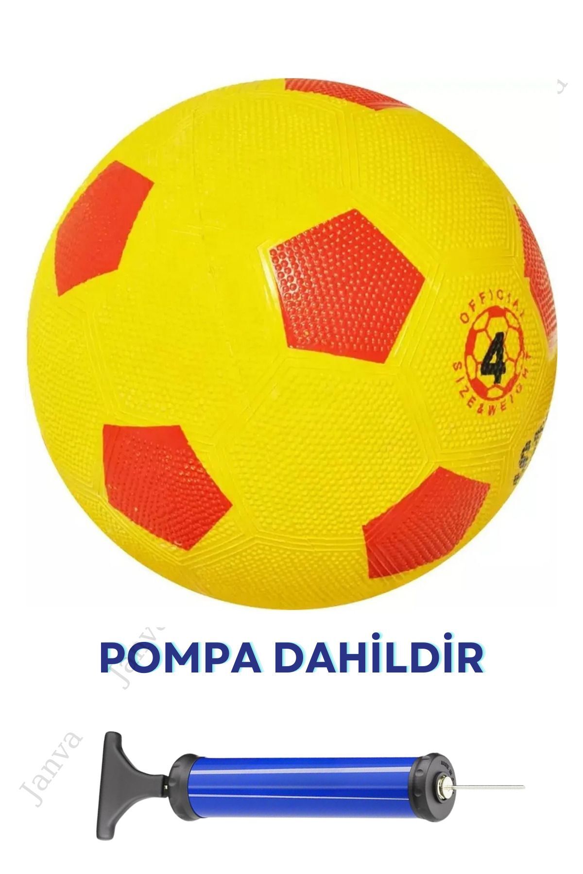 Sarı Kırmızı Maç Topu Futbol Topu Kauçuk + Pompa + Şişirme Iğnesi