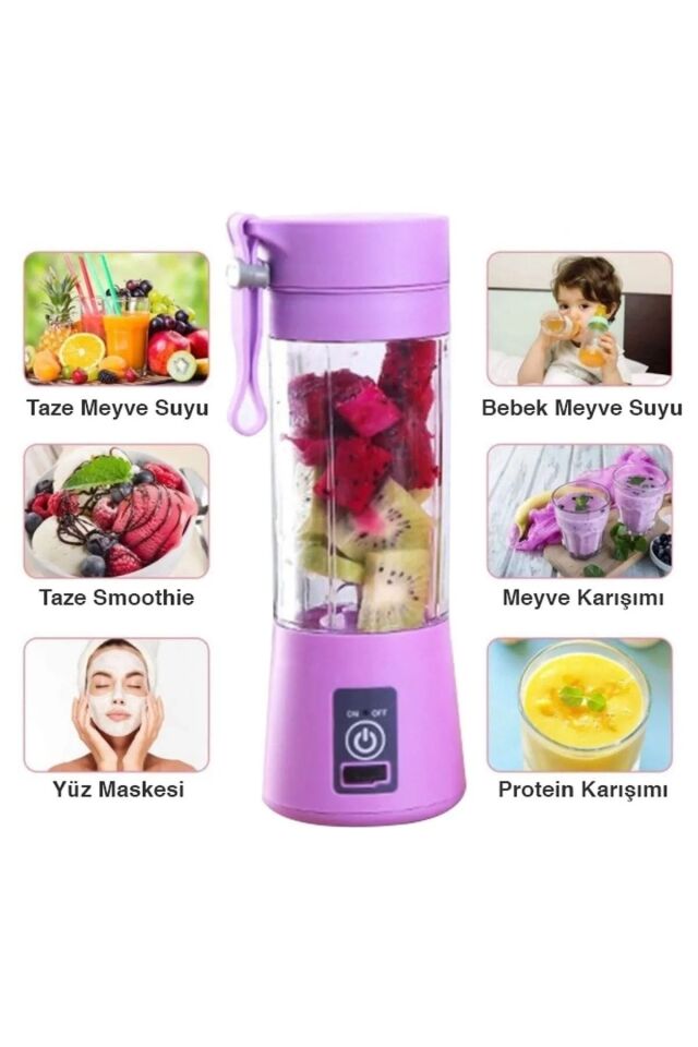 Portatif Taşınabilir380 Ml Usb Şarjlı El Blender