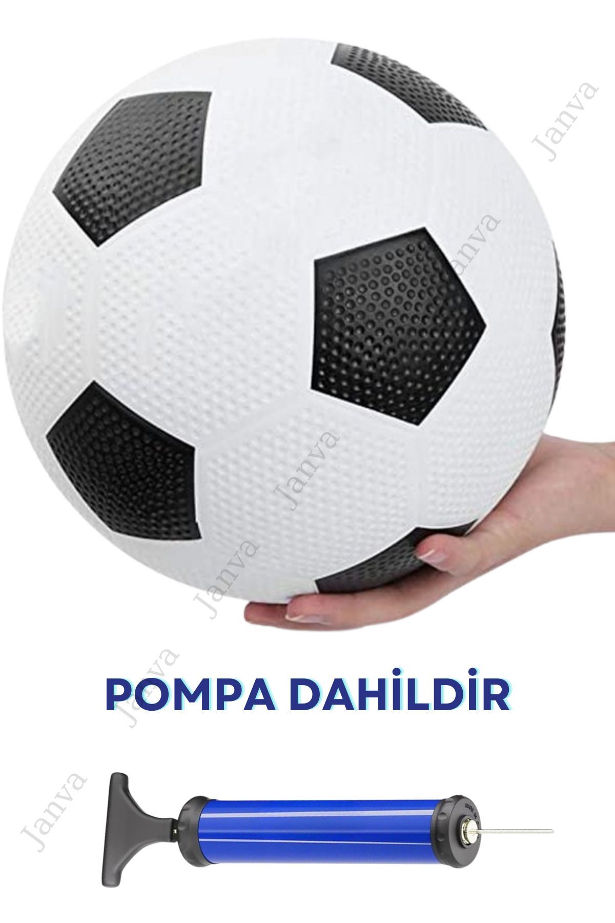 Siyah Beyaz Maç Topu Futbol Topu Kauçuk + Pompa + Şişirme Iğnesi