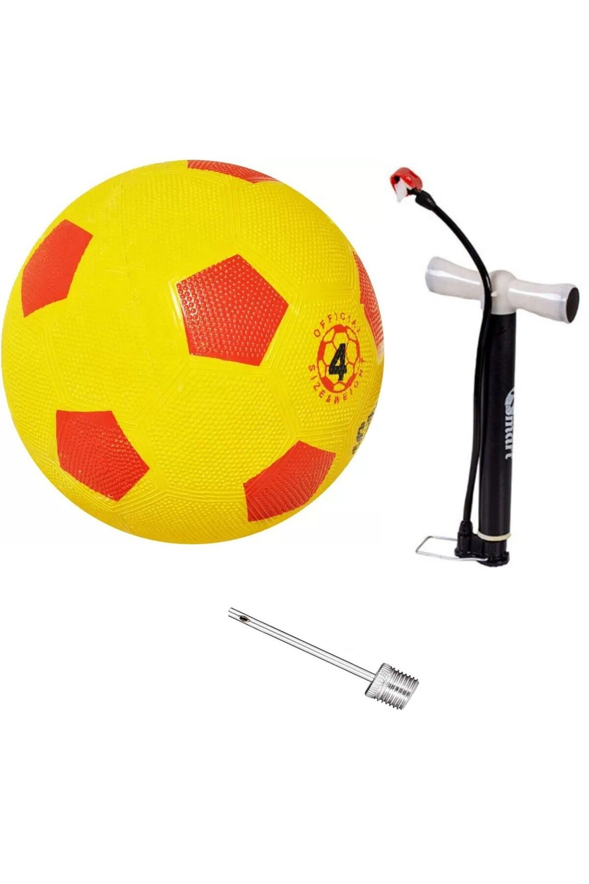 Cimbombom Gs Top Sarı Kırmızı Maç Topu Futbol Topu Kauçuk + Pompa + Şişirme İğnesi