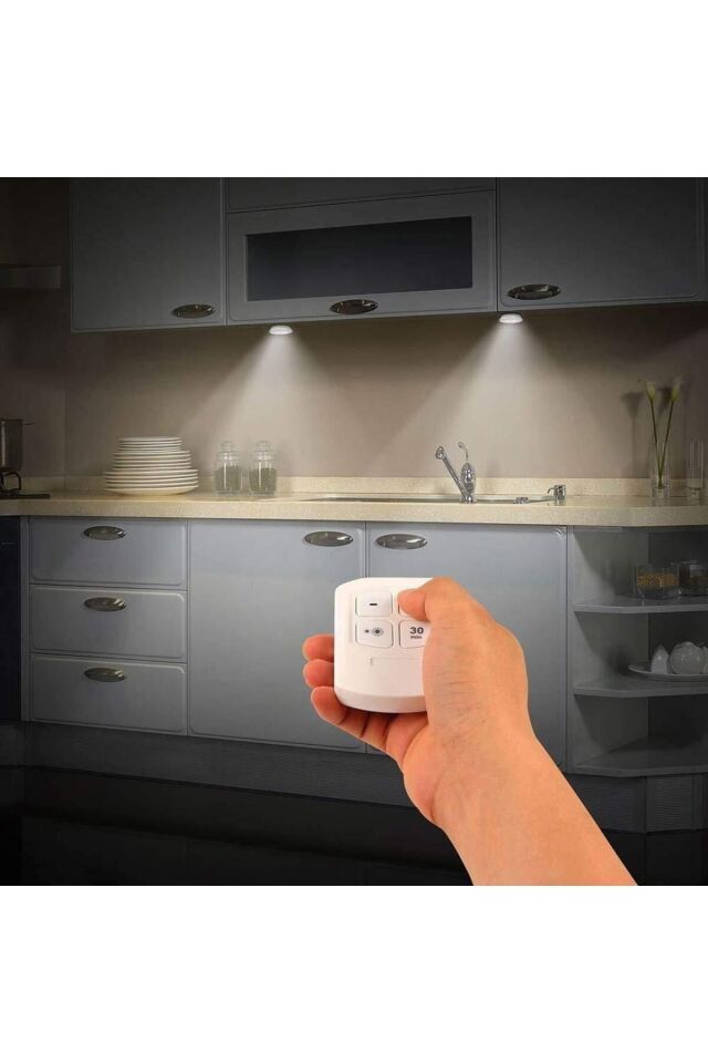 Kumandalı Dolap Tezgah Üstü Parlaklık Ayarlanabilir Cob Led Gece Lambası-3’lü Paket