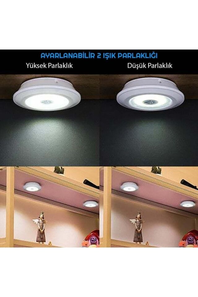 Kumandalı Dolap Tezgah Üstü Parlaklık Ayarlanabilir Cob Led Gece Lambası-3’lü Paket