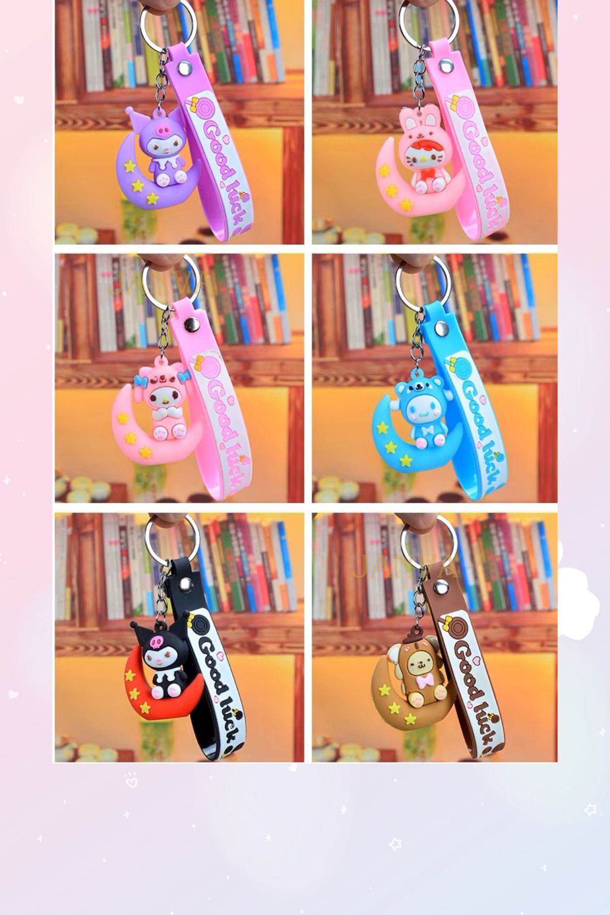 Kuromi cinnamoroll Little twin stars pompurin Hello Kitty (2 adet) Sİlikon Anahtarlık Çanta Süsü