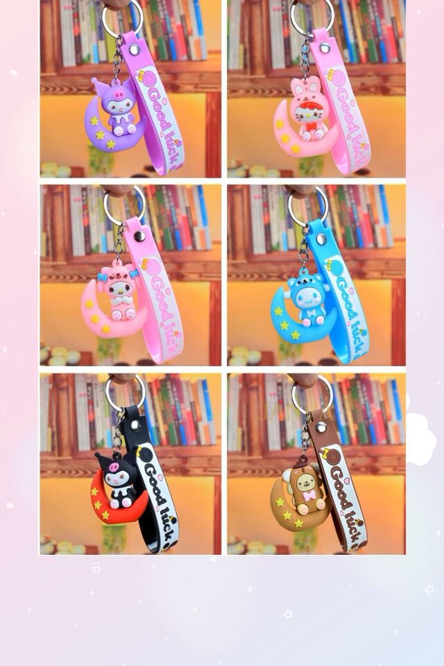 Kuromi cinnamoroll Little twin stars pompurin Hello Kitty (2 adet) Sİlikon Anahtarlık Çanta Süsü