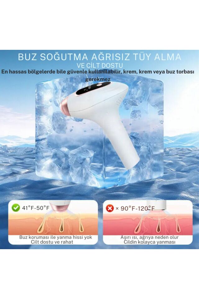 Soğuk Buz İpl Lazer Epilasyon Cihazı - 999.999 Atım,  Ağrısız buz lazer