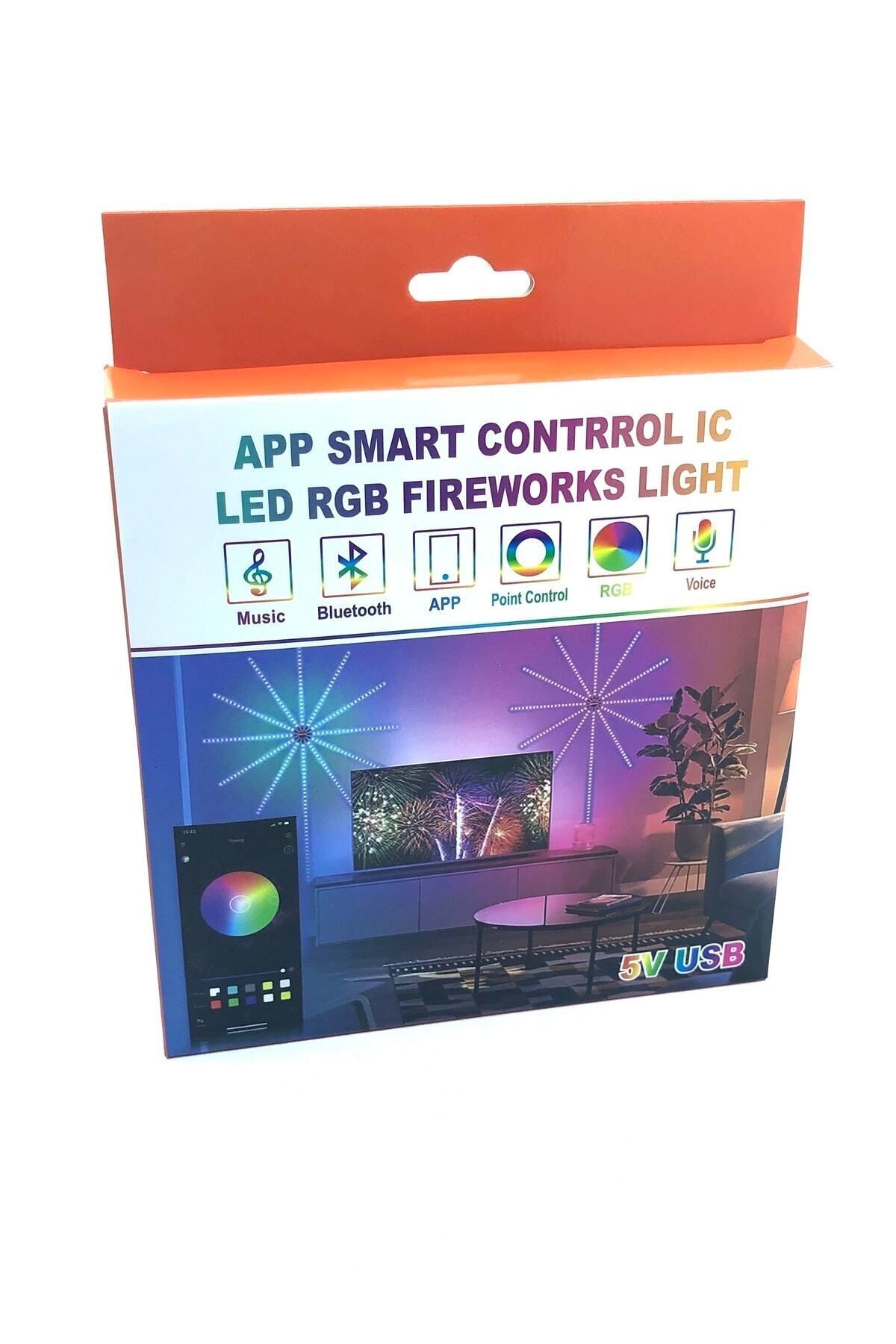 Deste Elektronik Ev Dekor Müzik Kontrolü Havai Fişek Led Şerit Işık Usb Rgb Peri Lambası