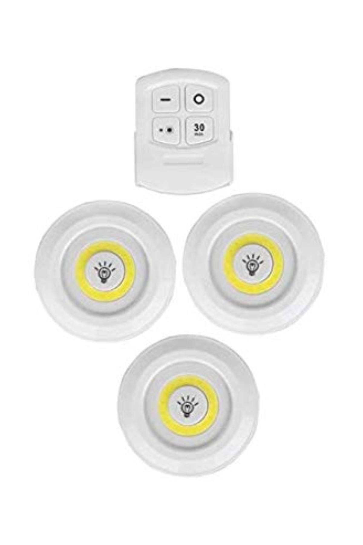 3'lü Uzaktan Kumandalı Yapışkanlı Kablosuz Led Spot Lamb A19