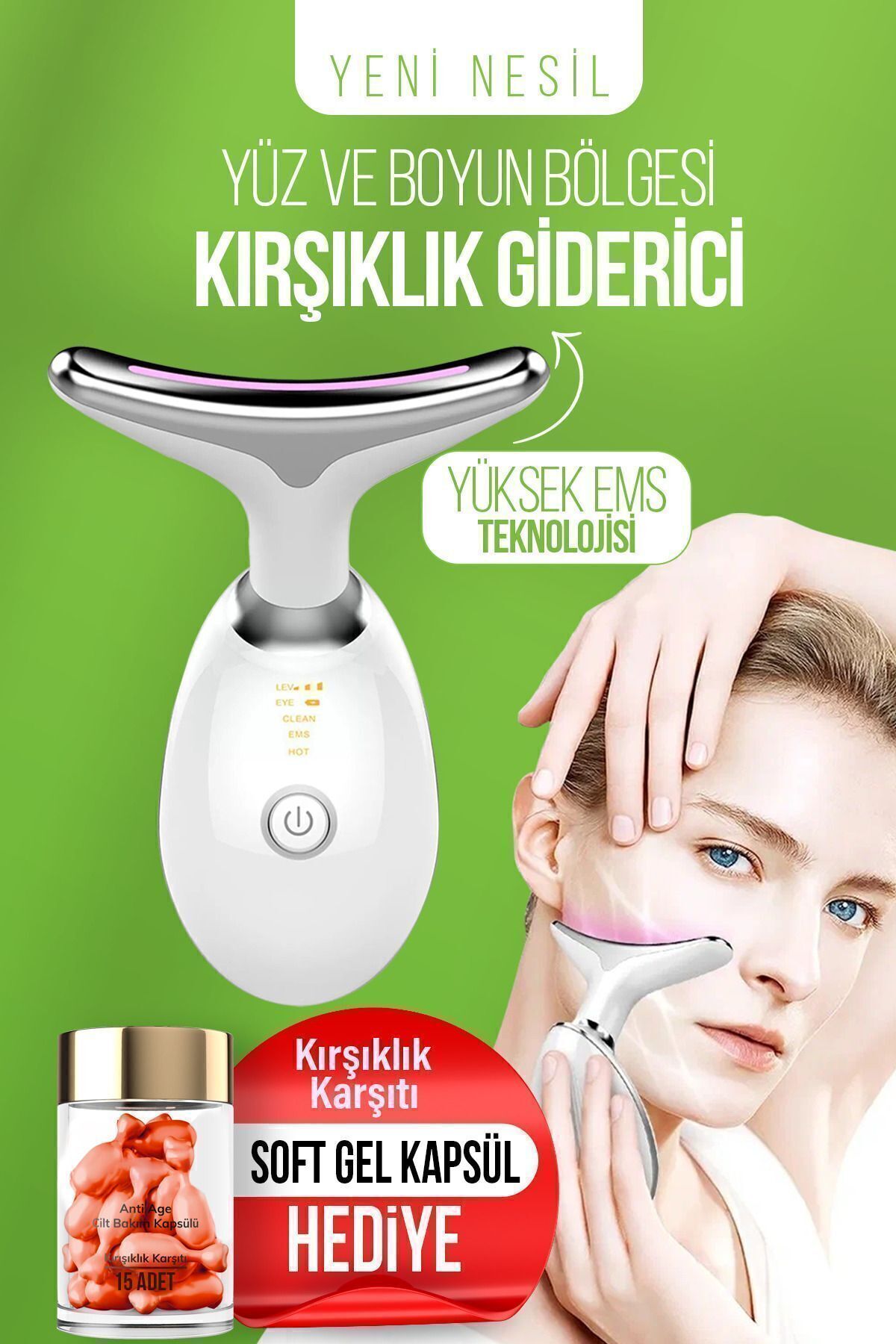 Beyaz Yüz Ve Boyun Kırşıklık Giderici Ems Güzellik Cihazı ( Gıdık,Sarkma,Kırışıklık) Evet Elektroni