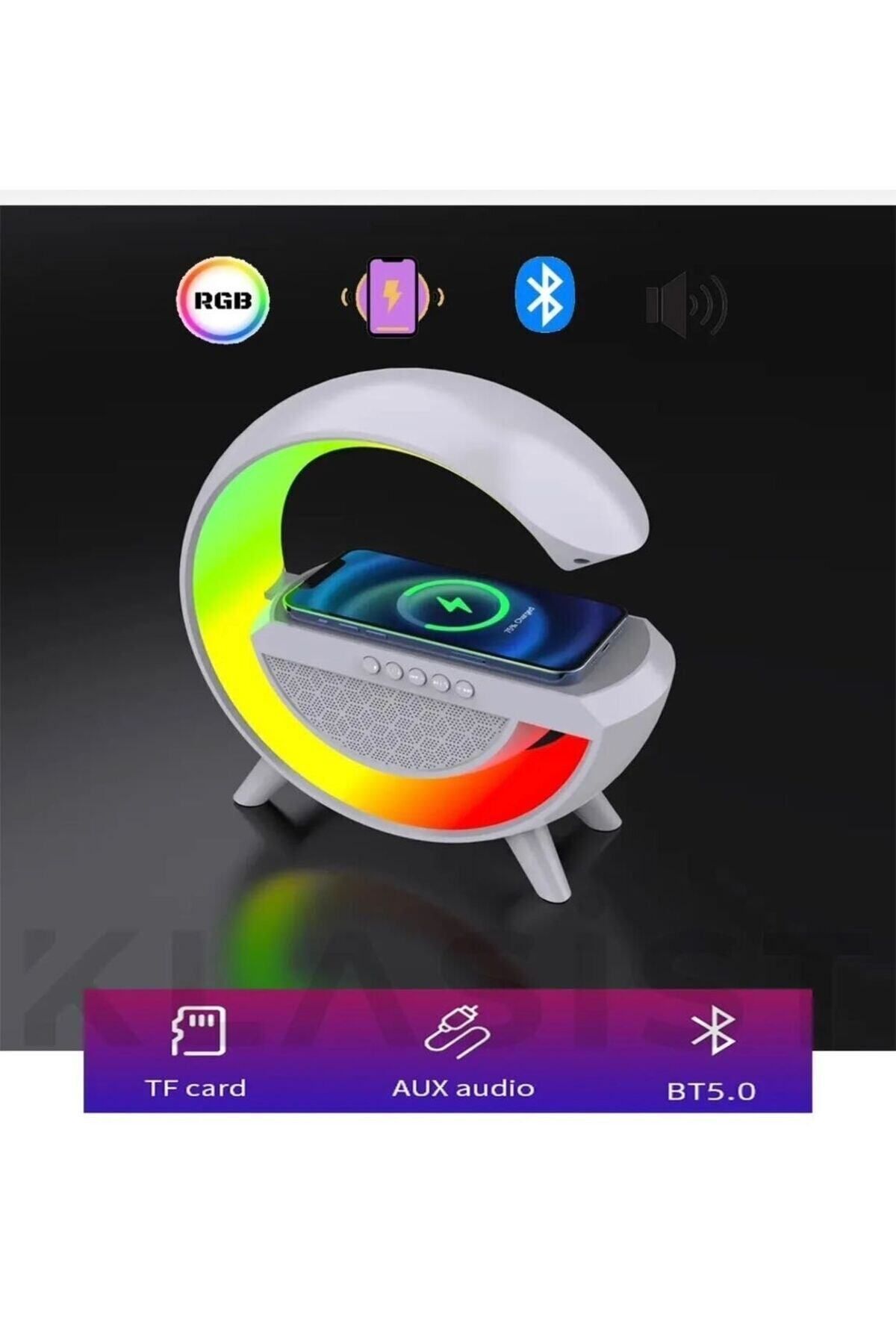 Telefon Kablosuz Hızlı Şarj Aleti Masa Lambası Bluetooth Hoparlör Speaker Gece Lambası Led