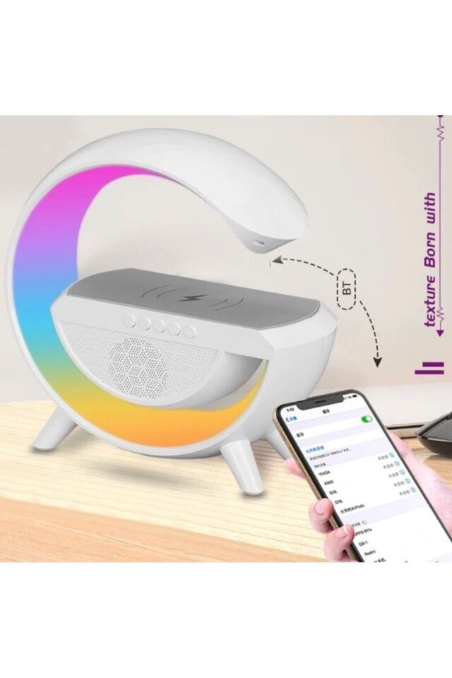 Telefon Kablosuz Hızlı Şarj Aleti Masa Lambası Bluetooth Hoparlör Speaker Gece Lambası Led