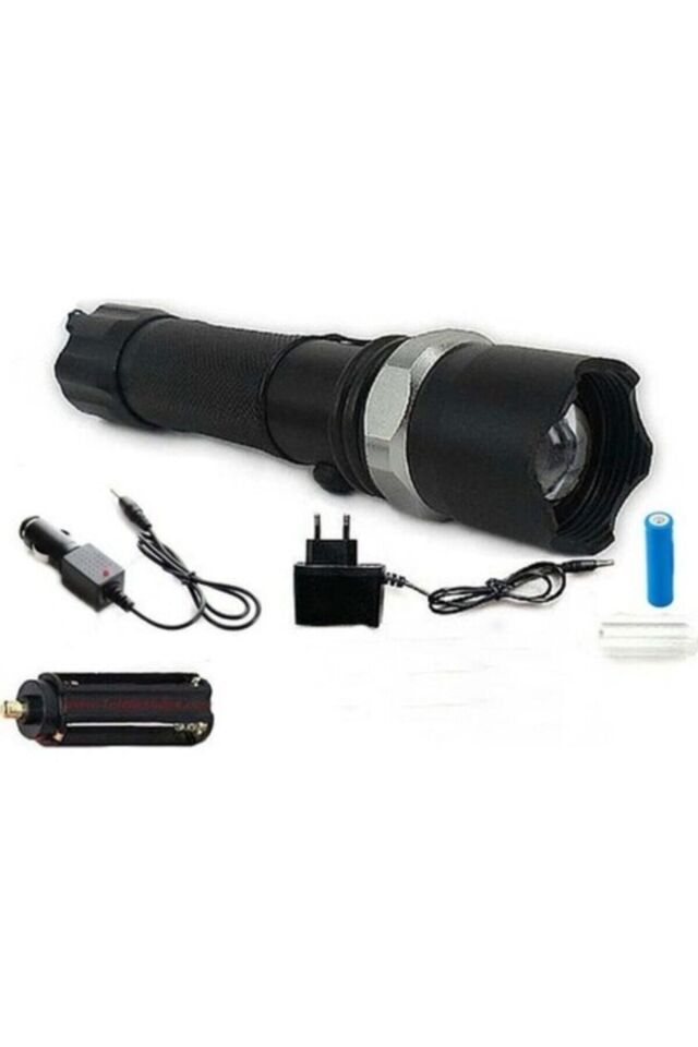 Profesyonel Şarjlı El Feneri Ledli+flashlight+zoom Özellikli+tüfek Aparatı 6 Parça Full Set