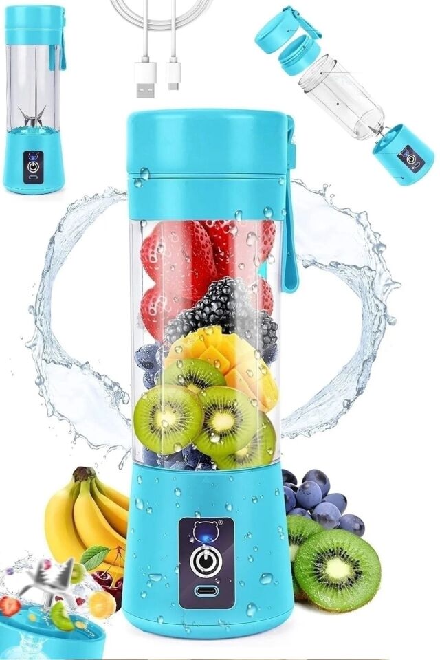 Taşınabilir Portatif Mini Blender Usb Çelik Bıçaklı Mikser Mutfak Robotu Ev Ofis Meyve Sıkacağı