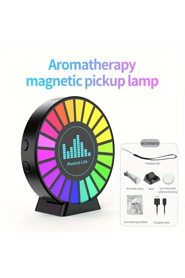 Manyetik RGB LED Işıklar, Sesle Aktive Mikrofon, USB Şarj Edilebilir- Araç İçi & Oyun Dekoru