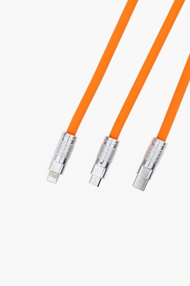 120W 3 İn 1 Süper Hızlı Şarj Kablosu Samsung , Iphone , Xiaomi , Huawei Uyumlu Silikon Şarj Kablosu