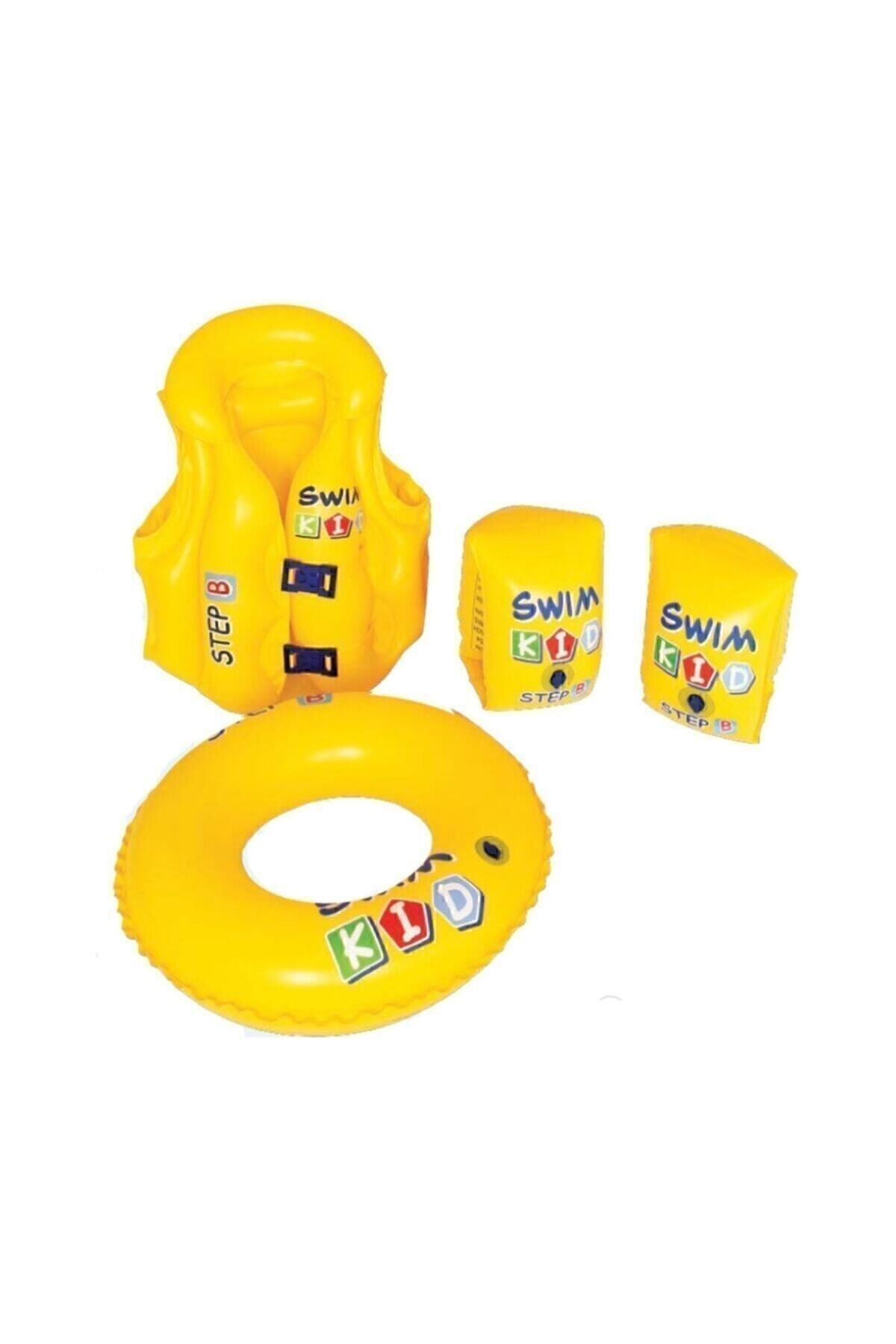 Hanedan Home Pool And Sea Children's Swimming Learning Set Sea Sleeves, Pool Bagel And Life Jacket