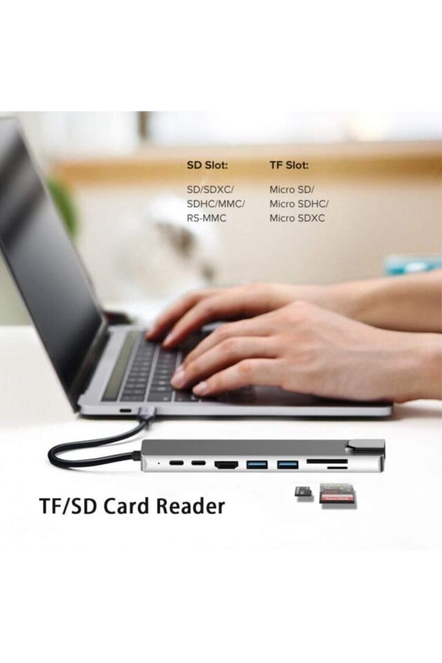 Cf10 8 In 1 Type-c™ To 4k Hdmı 1080p 2*type-c 2*usb 3.0 Ethernet Lan 2*sd Adaptör
