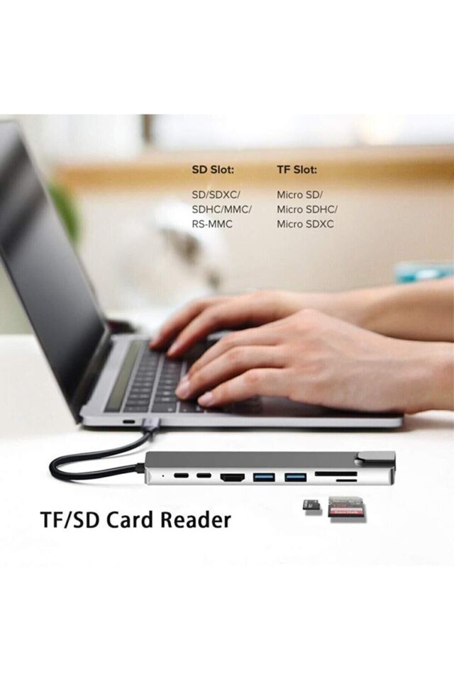 Fc-10 8ın1 Type-c™ To 4k Hdmı 1080p 2*type-c 2*usb 3.0 Ethernet Lan 2*sd Adaptör