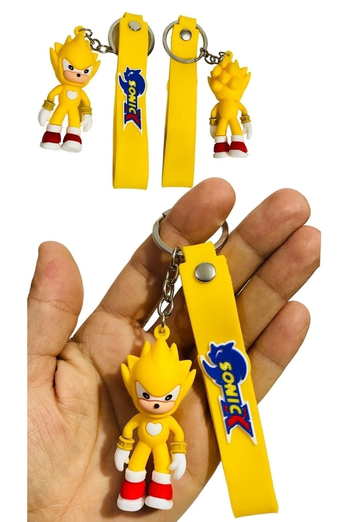 Süper Sonic Sarı Anahtarlık Okul Çanta Süsü Oyuncak
