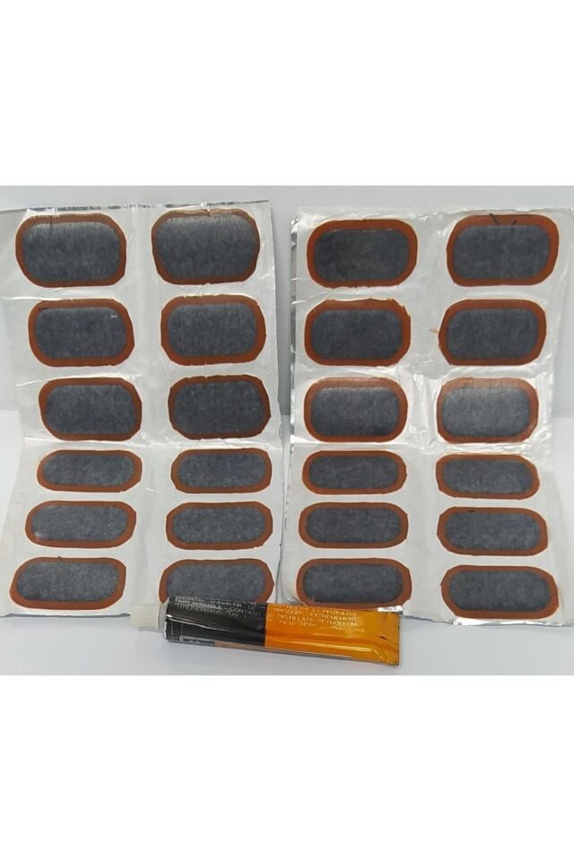 Bisiklet Iç Lastik Şambrel Tamir Yaması Soğuk Yama 24 Adet + 1 Tüp Yapıştırıcı 4cmx2,5cm