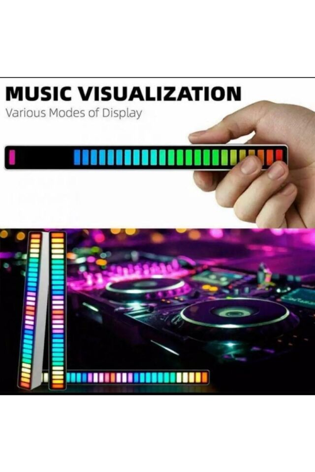Yaratıcı Led Masaüstü Ses Çubuğu Aktif Atmosfer Işığı Rgb Renkli Araba Müzik Sensörlü ritim lamba