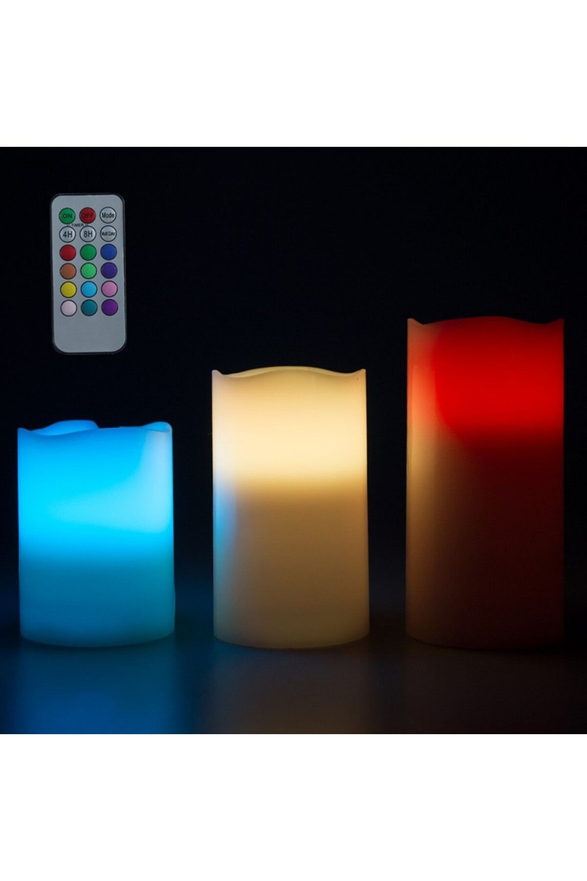 Rgb Led Mum 3 Farklı Boy Kumandalı Yanma Efekti Renk Değişimi