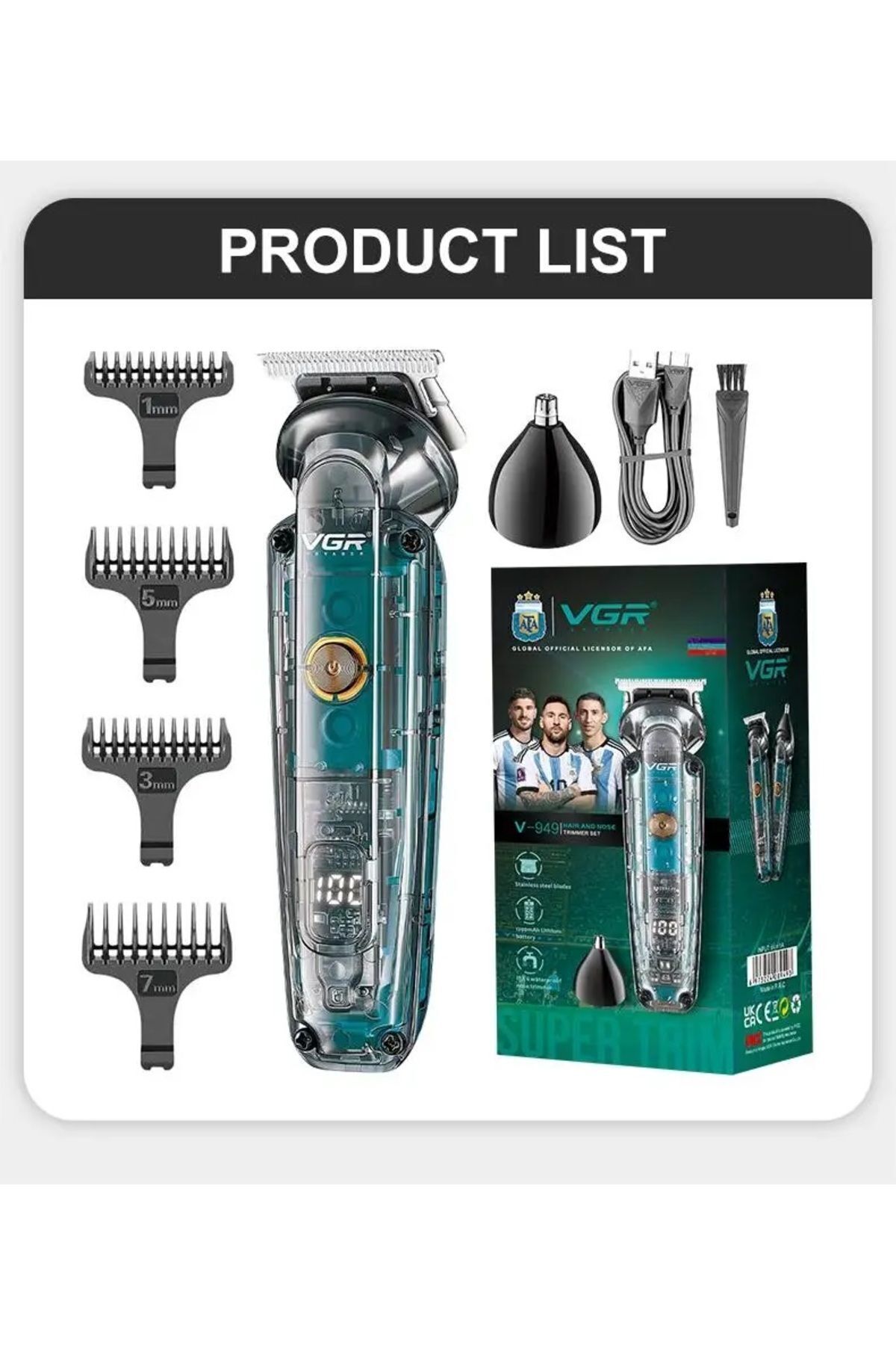 V-949 Profesyonel Metal Çok Kaliteli Berber Kuaför Tıraş Makinesi Saç Sakal Ense