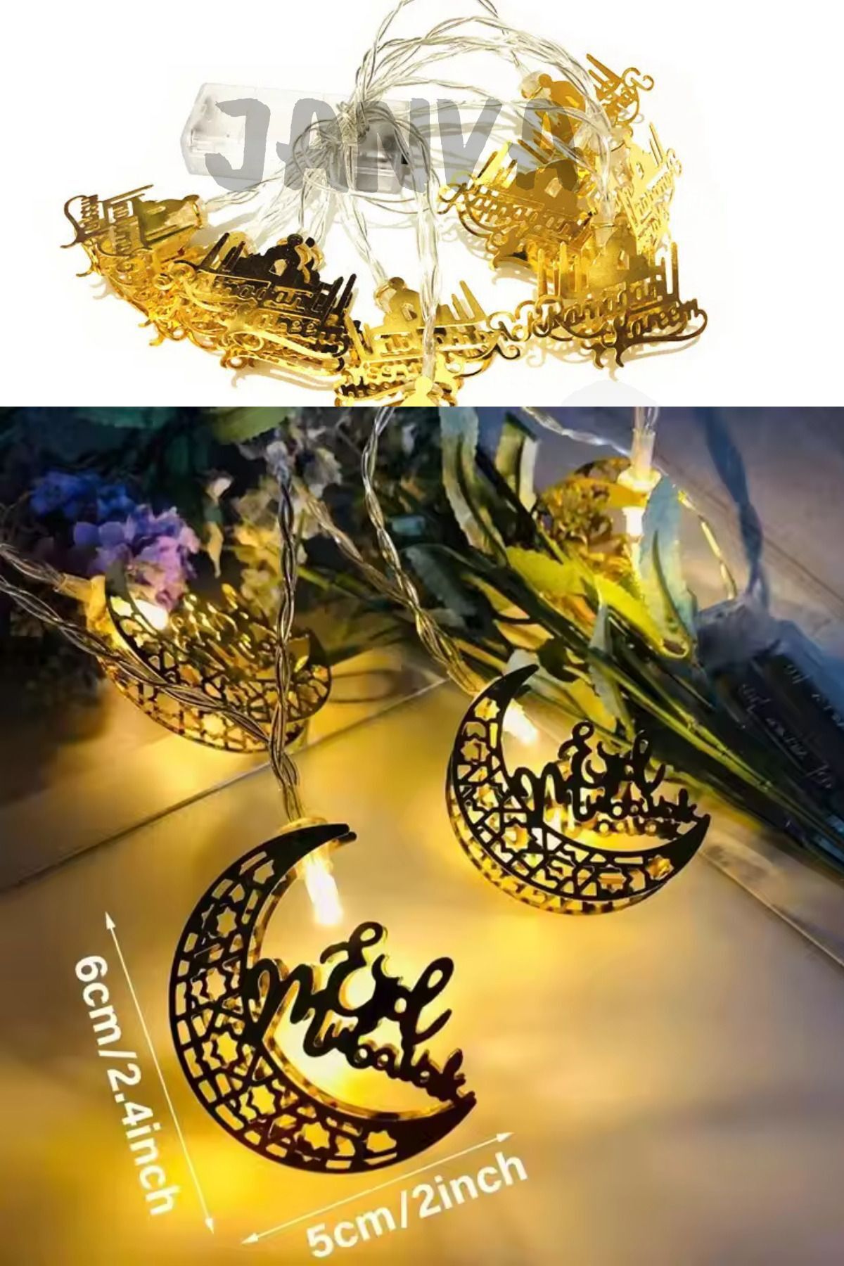 Ramazan Ayı Namaz Köşesi Metal Gold Led Pilli Kandil Dini Sembollü Süsleme Dekor Işığı Led Ambiyans