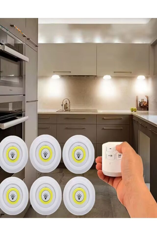 Masa Lambası Mutfak Tezgah Altı Banyo Dolabı Dolap İçi Kablosuz 3Lü Kumandalı Ve Pilli Led Işık