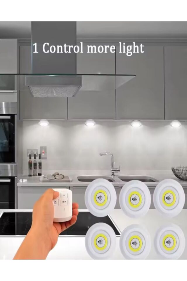 Masa Lambası Mutfak Tezgah Altı Banyo Dolabı Dolap İçi Kablosuz 3Lü Kumandalı Ve Pilli Led Işık