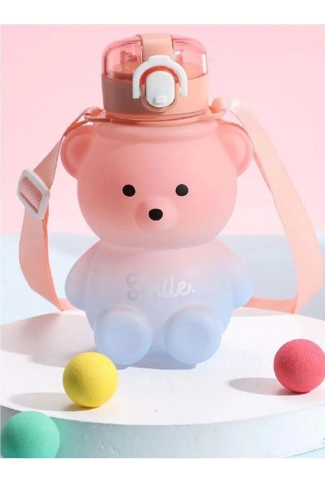 Smile Ayıcık Model Öğrenci Su Matarası Öğrenci Su Şişesi Suluk 800 ml Bpa Içermez Matara Suluk