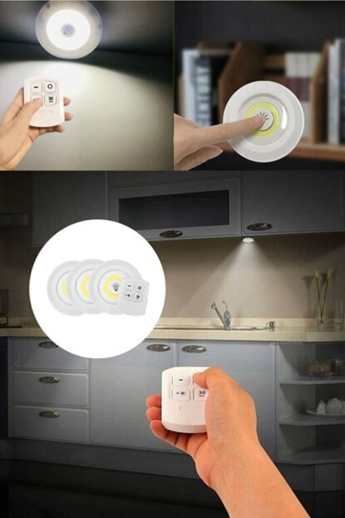 Uzaktan Kumandalı 3 Lü Ayarlanabilir Spot Led Işık Kablosuz Lamba