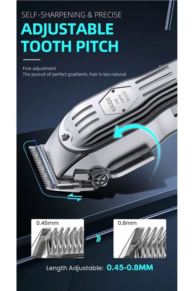 Full Metal Gövde Profosyonel Tıraş Makinesi Berber Kuaför Saç Sakal Ayarlanabilir Usb Şarjlı Lcd