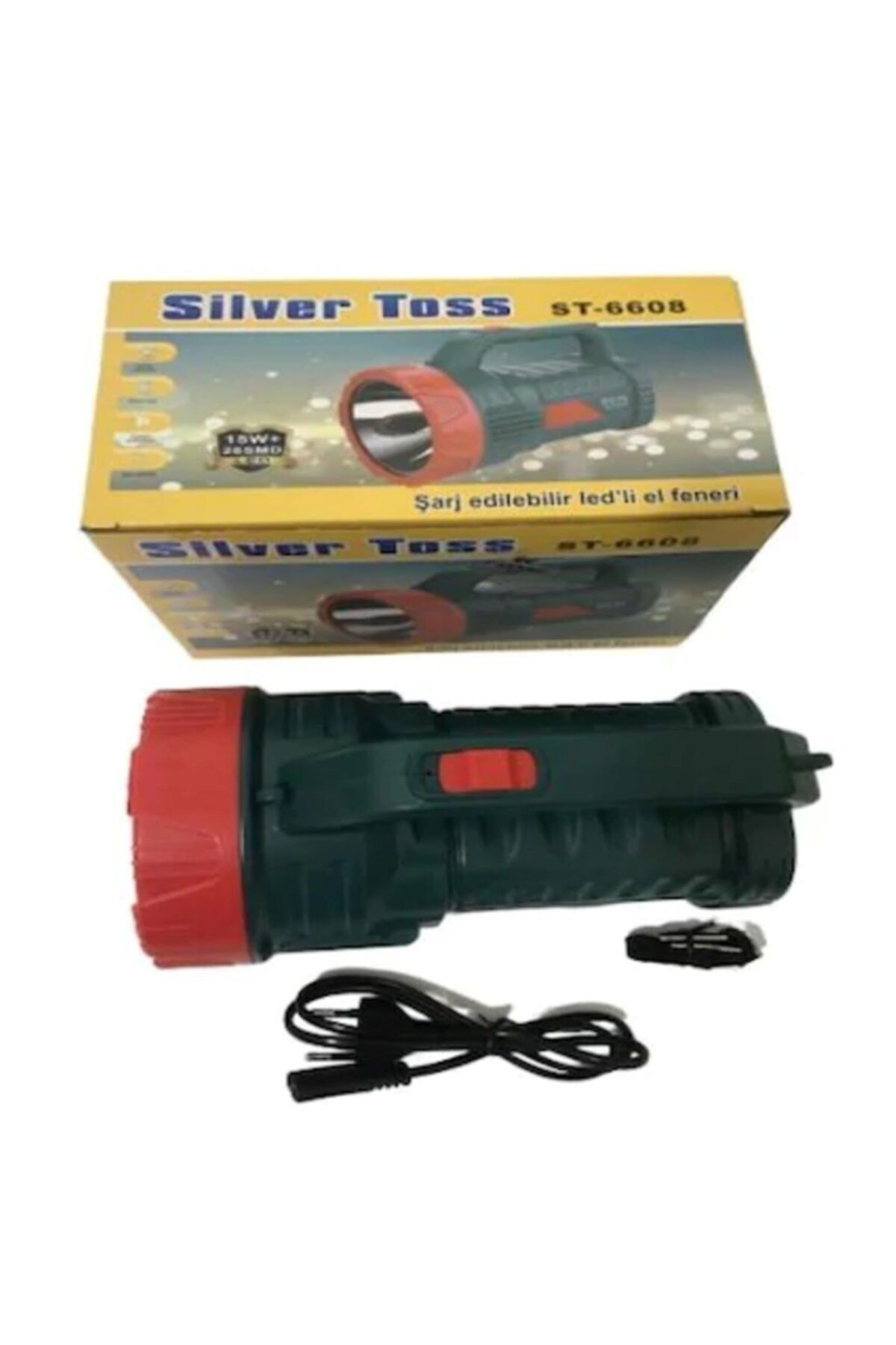 Silver Toss Güçlü Işık El Feneri Led'li Şarj Edilebilir Uzaktan Aydınlatma St-6608