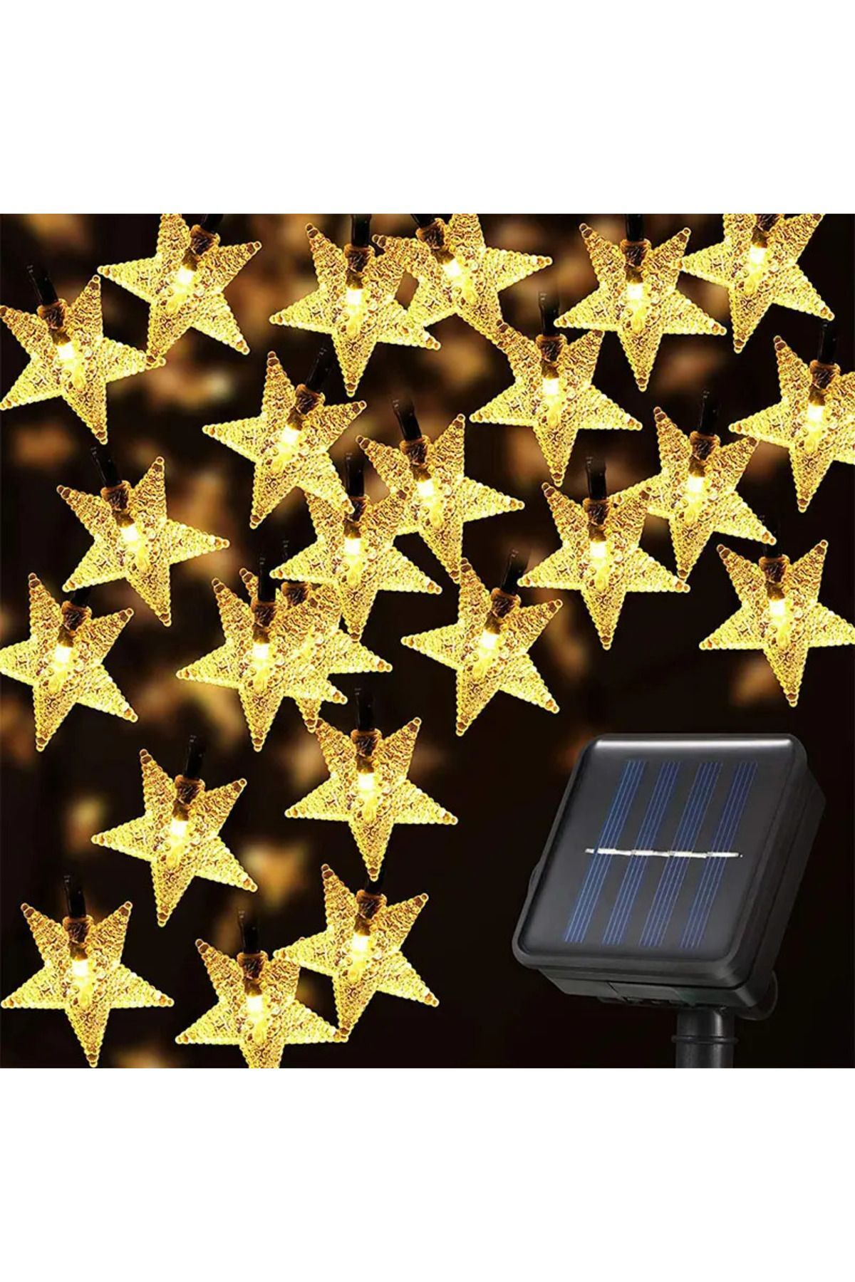 25 Ledli 5 Metre Solar Şerit Bahçe Dekorasyon Aydınlatma Led Sarı Işık Güneş Enerjili