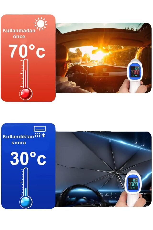 Oto Ön Cam Şemsiyeli Güneşlik Araba Camı Araç İçi Güneşliği Golf Polo Passat Tiguan Caddy Jetta