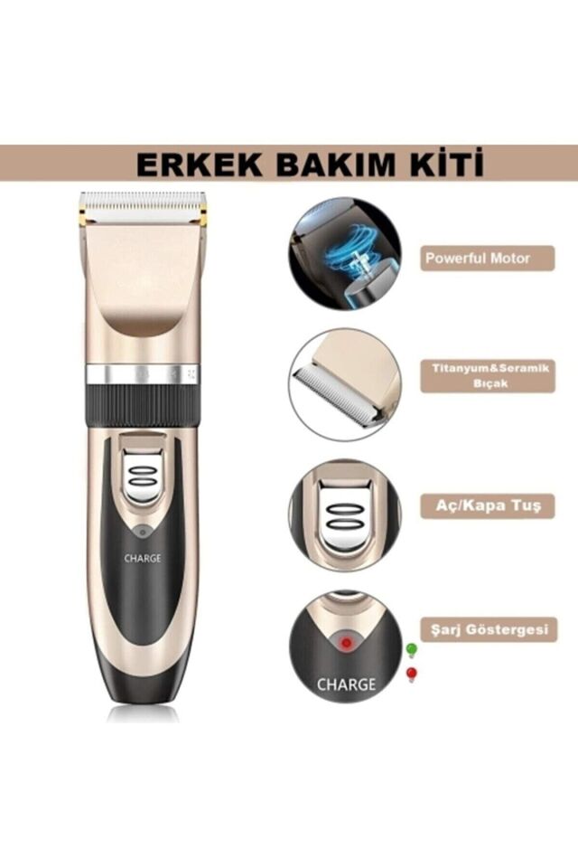 6066 Seramik Bıçaklı Pro Şarjlı Saç Sakal Tıraş Makinesi 9 Farklı Kesim Ayarı (yedek Bataryalı)