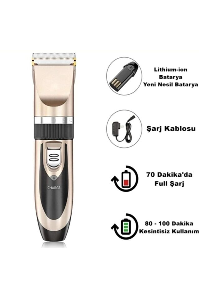 6066 Seramik Bıçaklı Pro Şarjlı Saç Sakal Tıraş Makinesi 9 Farklı Kesim Ayarı (yedek Bataryalı)