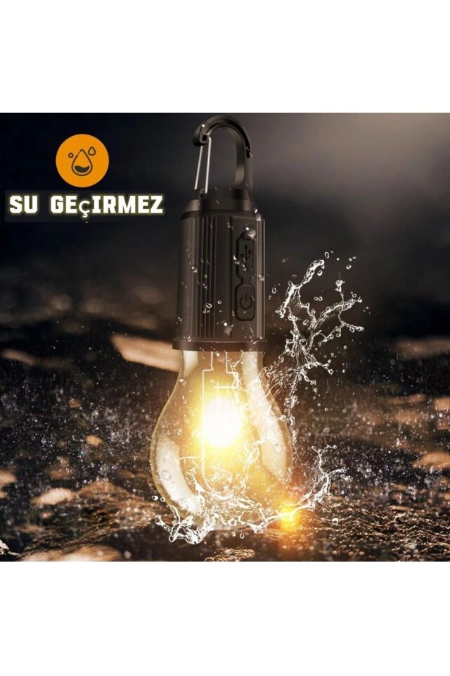 Taşınabilir Şarjlı Kablosuz 3 Modlu Kırılmaz Su Geçirmez Kamp Aydınlatma LED Ampulü
