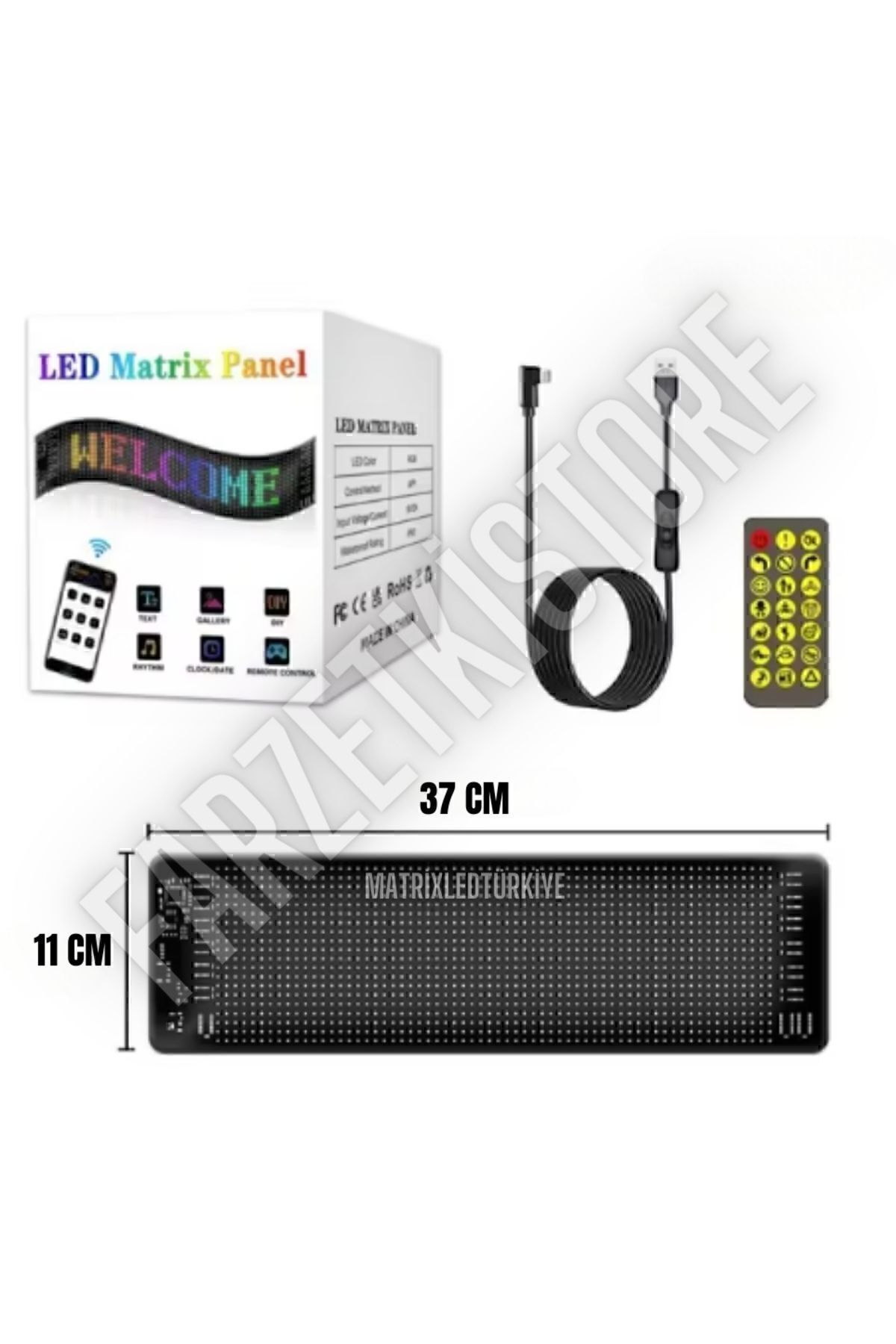 Led Panel Cama Yapışan Telefon Kontrollü Led Ekran Panel Büyük Boy