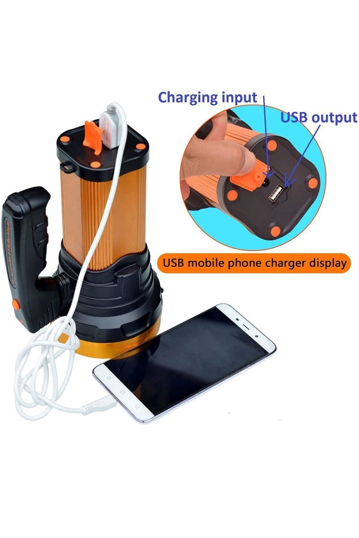 8200l-yp 25w Ultra Güçlü Şarjlı El Feneri Projektör (sos + Powerbank + Usb Çıkış ) Lityum 7200
