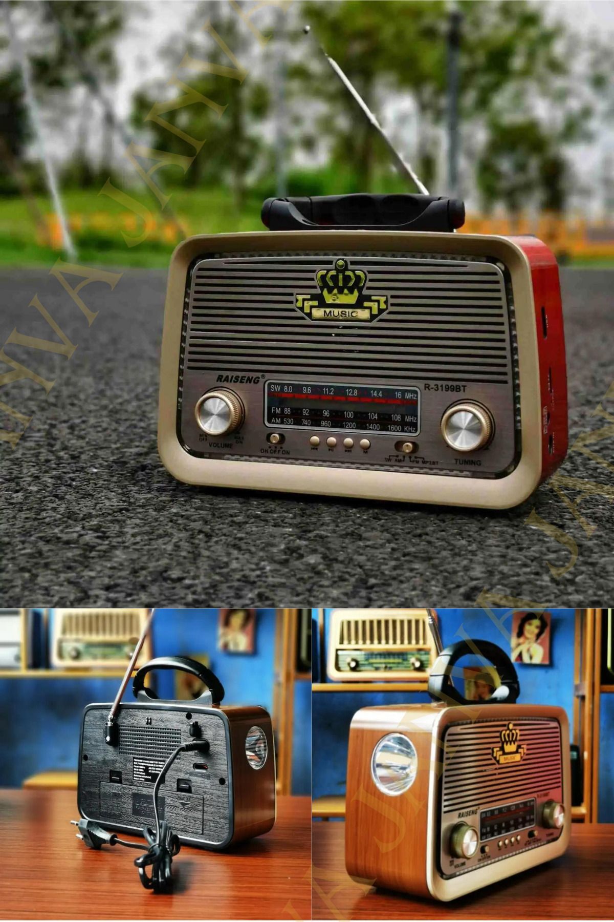 Glr Yeni Rt-301 B Nostaljik Görünümlü Bluetoothlu Ve Fenerli Mp3 Çalar Radyo Müzik Kutusu